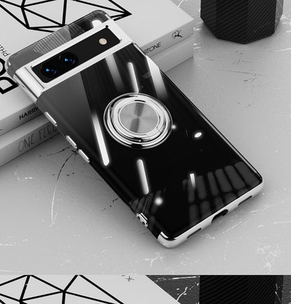 Durable TPU + Metal Protective Case for Google Pixel 6A/7A with Magnetic Stand and Ring Holder - Stylish and Functional