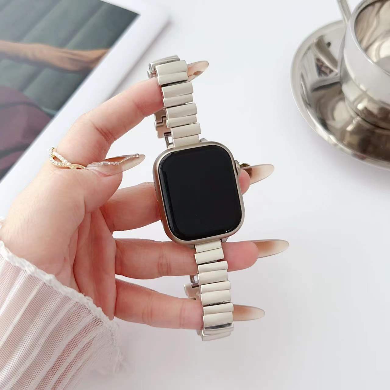 Stylish Irregular Metal Square Apple Watch Bands - Compatible with All Models