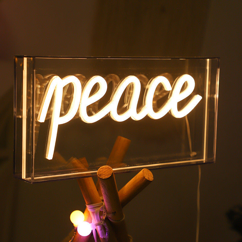 Bright LED peace sign neon decor light