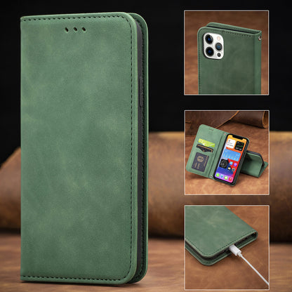 Premium Magnetic Flip Case for iPhone 16 Pro Max & Samsung S24 Ultra | Leather & TPU with Hidden Stand