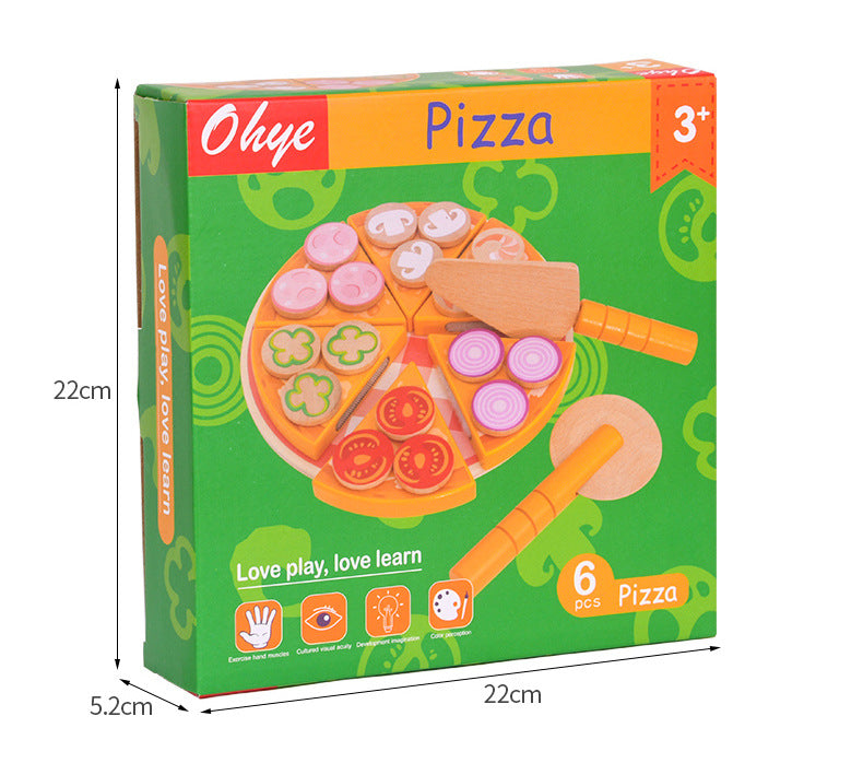 Educational wooden pizza-making set for kids