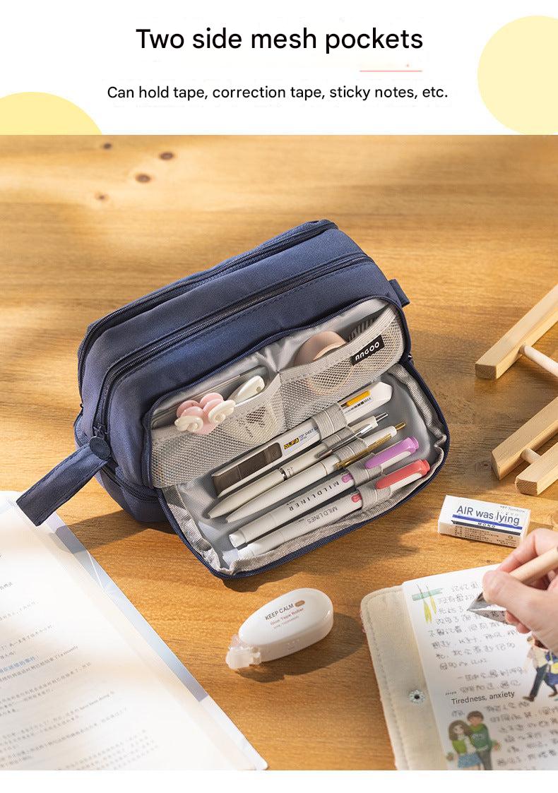 durable black pencil holder dual zippers