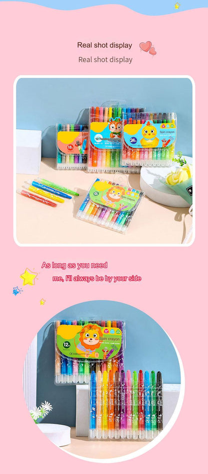 Colorful Rotating Crayon Set - Safe, Non-Toxic & Mess-Free for Kids - Ideal for Arts & Crafts Activities