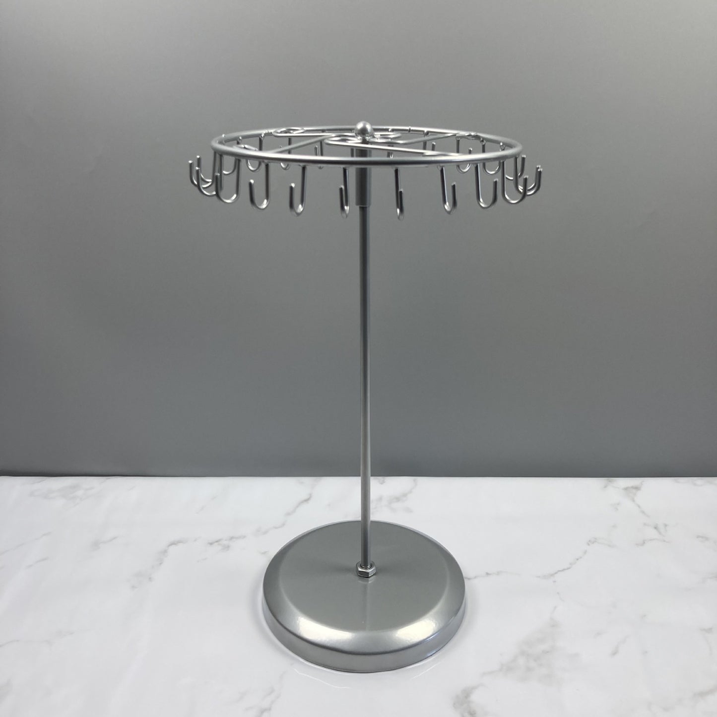 elegant black metal jewelry stand front view