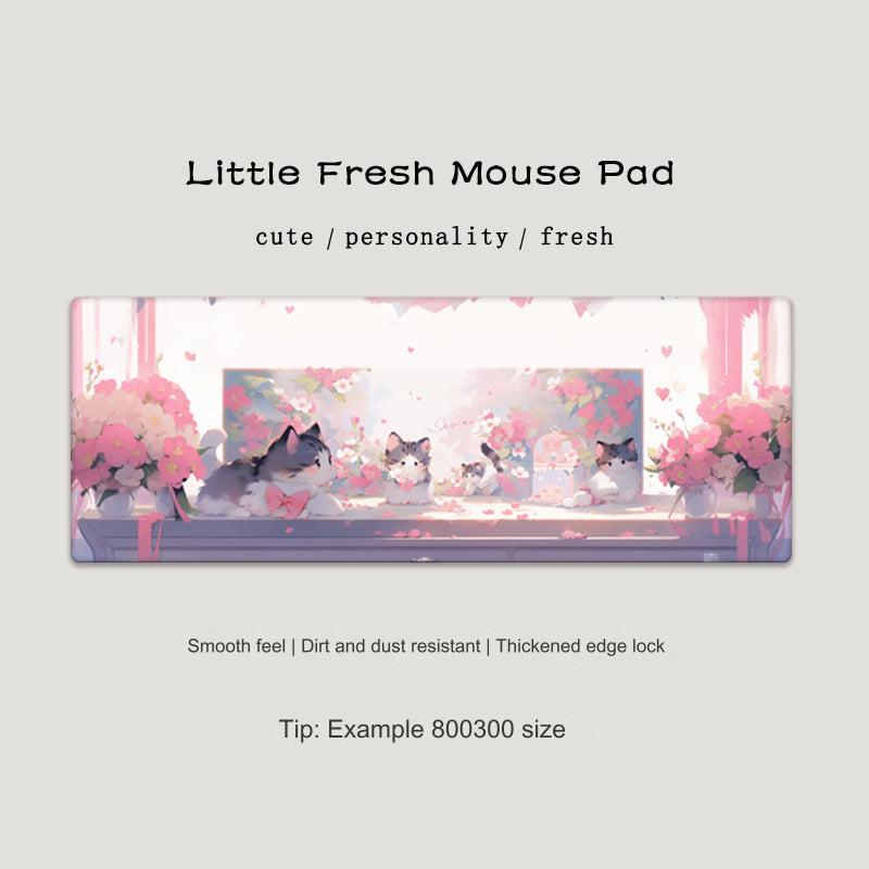 Cute Cat-Themed Non-Slip Gaming Mouse Pad - Large Desk Mat for Office and Home Use