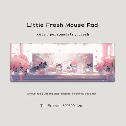 Cute Cat-Themed Non-Slip Gaming Mouse Pad - Large Desk Mat for Office and Home Use