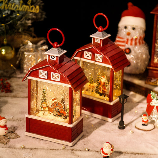 red barn Christmas music box image