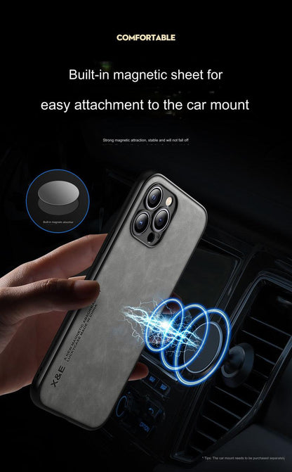 Premium Magnetic Leather Case for iPhone 15/14/13 Series - Stylish Protective Cover