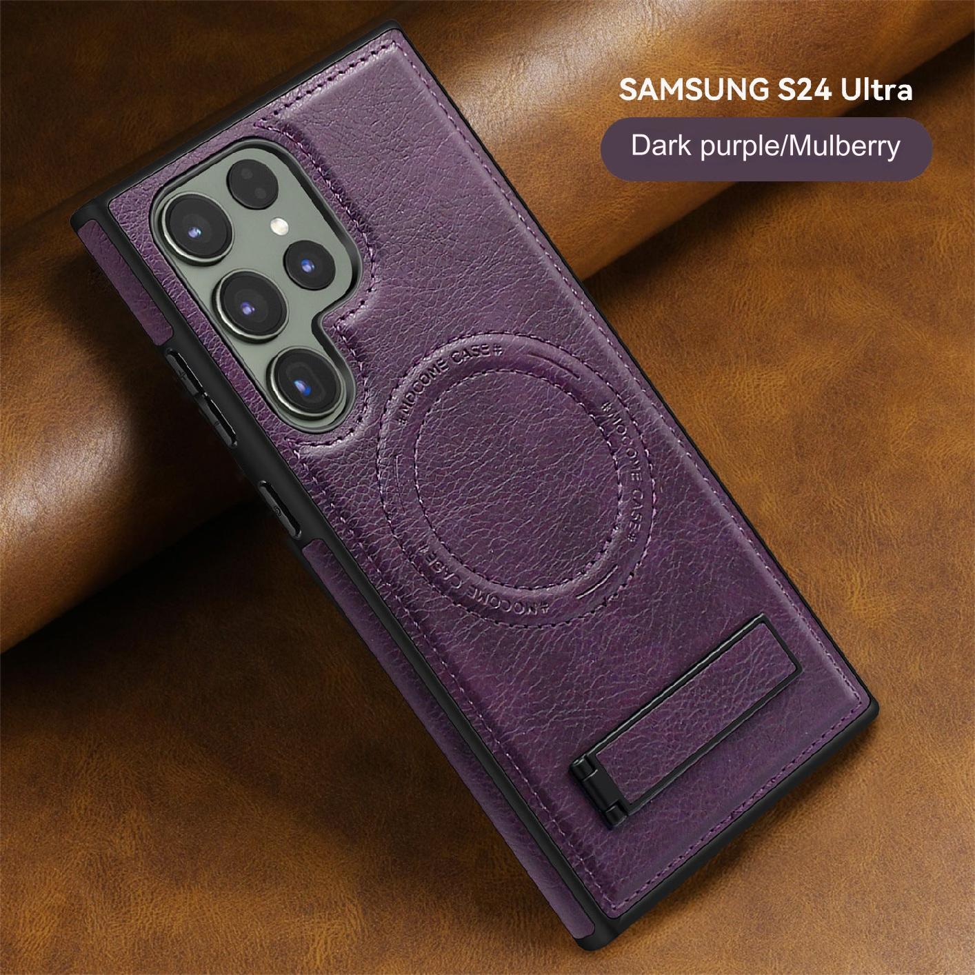 Premium Magnetic Leather Case for Samsung Galaxy S24 Series - Invisible Kickstand & Slim Protection