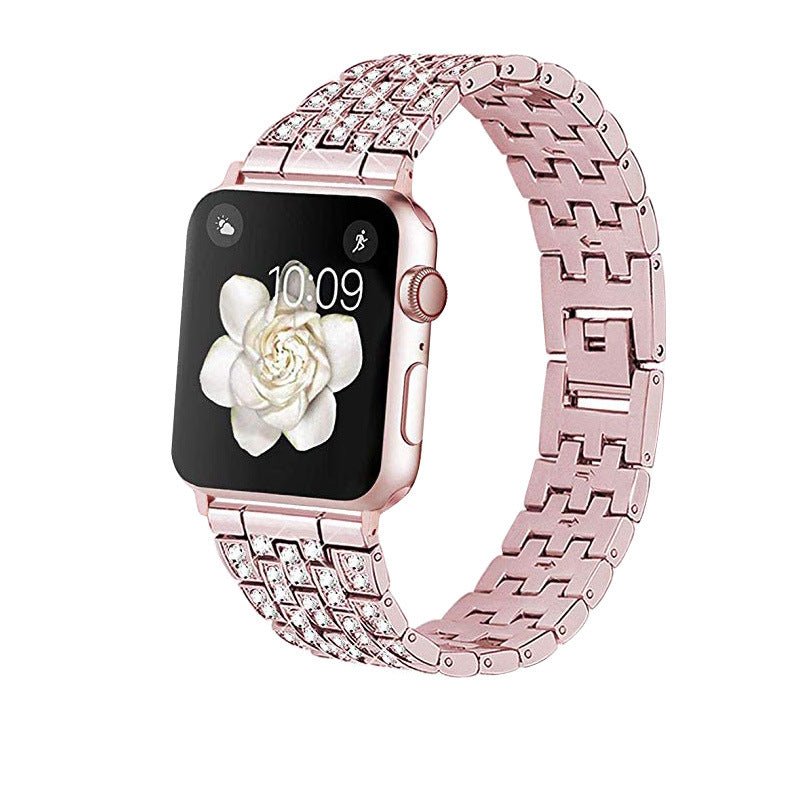 Luxury Diamond-Studded Metal Apple Watch Band - Compatible with All Models