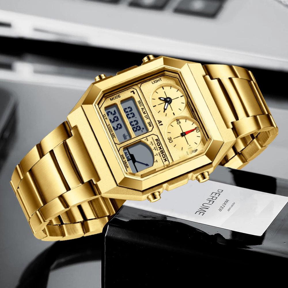 waterproof men's sports watch with dual display