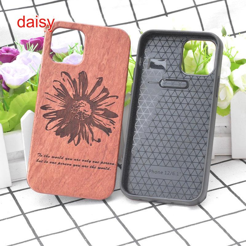 Premium Floral Wood Phone Case for iPhone & Samsung - Stylish Protection with Custom Options