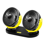 R-8037 Dual Head Fan with USB Interface 12V/24V Universal Black Yellow (Pack of 1)