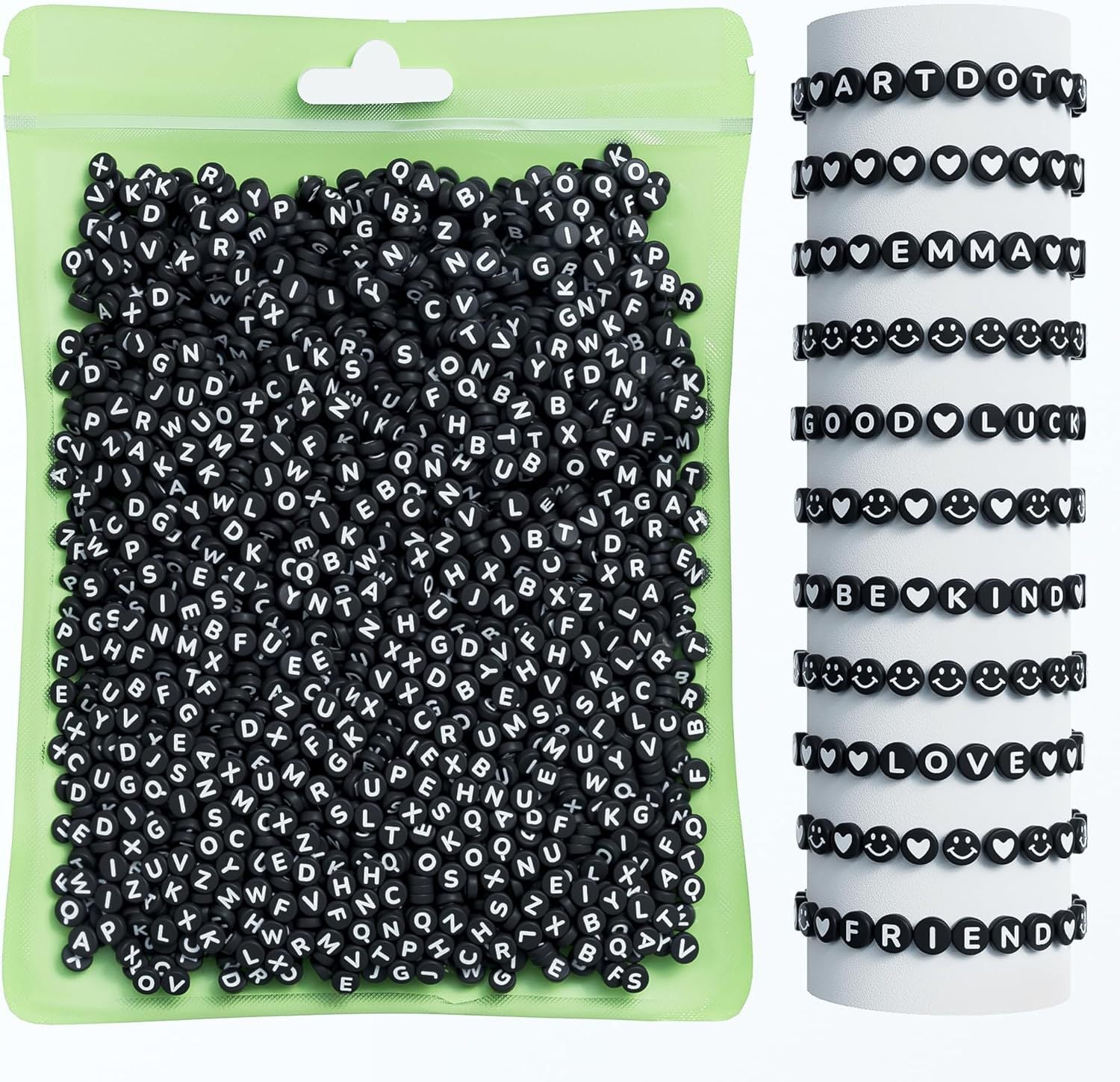 DIY jewelry making beads black and white