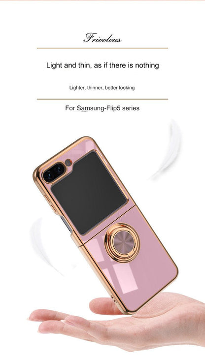 Samsung Galaxy Z Flip 6 Copper Plated Ring Stand Magnetic Phone Case - Shockproof & Fingerprint Resistant