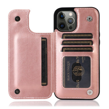 Premium TPU Wallet Case for iPhone 15 & 14 Series – Stylish, Shockproof, Multi-Card Holder