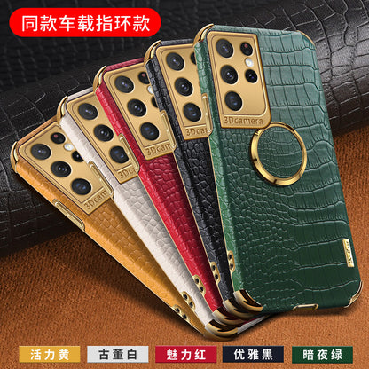 Premium Crocodile Leather Phone Case for Samsung S22 Ultra - Magnetic, Drop-Resistant & Stylish Design