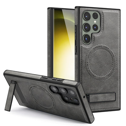 Premium Magnetic Leather Case for Samsung Galaxy S24 Series - Invisible Kickstand & Slim Protection