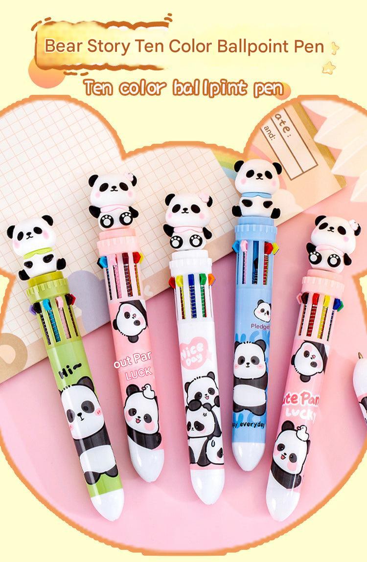 packaging of panda themed multi-color ballpoint pen