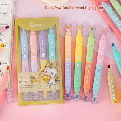 creative journaling with cat paw highlighters