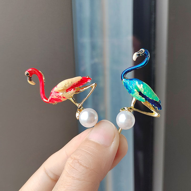 Detail of Elegant Flamingo Pearl Brooch