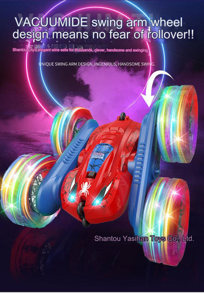 Stunt Remote Control Car - Dual-Sided Flipping RC Vehicle with Colorful LED Lights for Kids