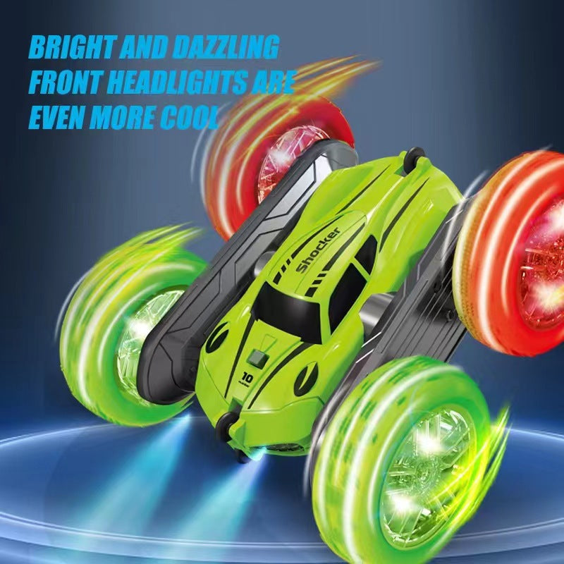 Stunt Remote Control Car - Dual-Sided Flipping RC Vehicle with Colorful LED Lights for Kids