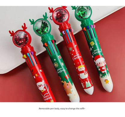 colorful Christmas themed retractable pens