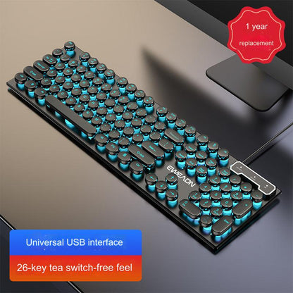 EWEADN GX330 Retro Punk Mechanical Gaming Keyboard & RGB Mouse Set - USB Wired, Ergonomic Design, 1600 DPI