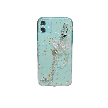 Elegant Gold Foil Butterfly Chain TPU Case for iPhone - Stylish and Versatile Protection