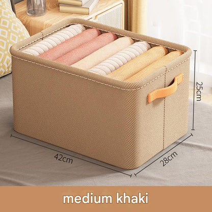 Beige storage bin stackable design