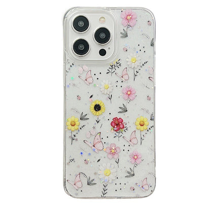 Silicone Butterfly Floral iPhone Case - Shockproof Compatible with iPhone 15, 14, 13 & Samsung S24 Series