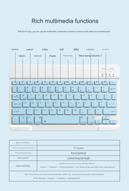 Wireless Bluetooth Keyboard and Mouse Combo for iPad, iPhone, and Android Tablets - Silent Scissor Switch and Ergonomic Design