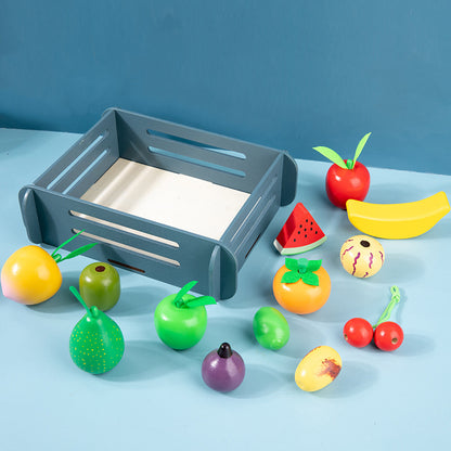 wooden fruit basket toy set