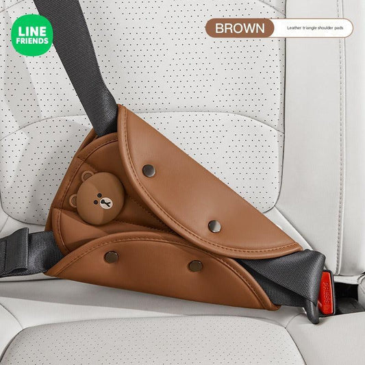 Kids car seat belt with brown bear pattern