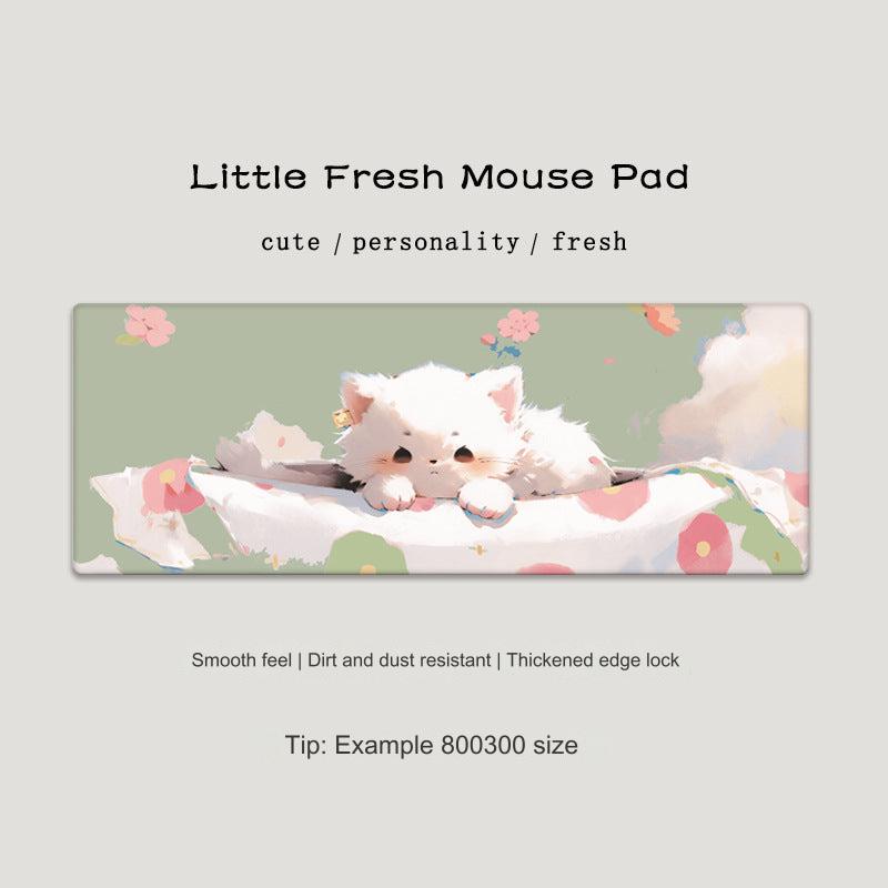 Cute Cat-Themed Non-Slip Gaming Mouse Pad - Large Desk Mat for Office and Home Use