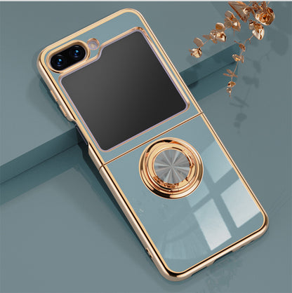 Samsung Galaxy Z Flip 6 Copper Plated Ring Stand Magnetic Phone Case - Shockproof & Fingerprint Resistant