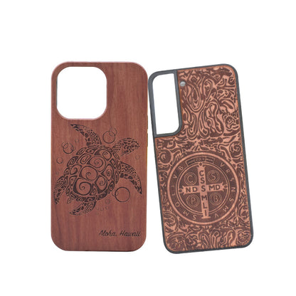 Premium Floral Wood Phone Case for iPhone & Samsung - Stylish Protection with Custom Options