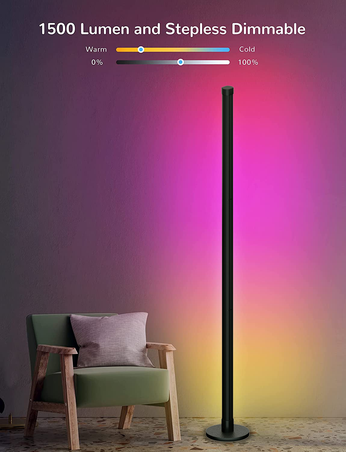 Eco-friendly LED floor lamp with Bluetooth features