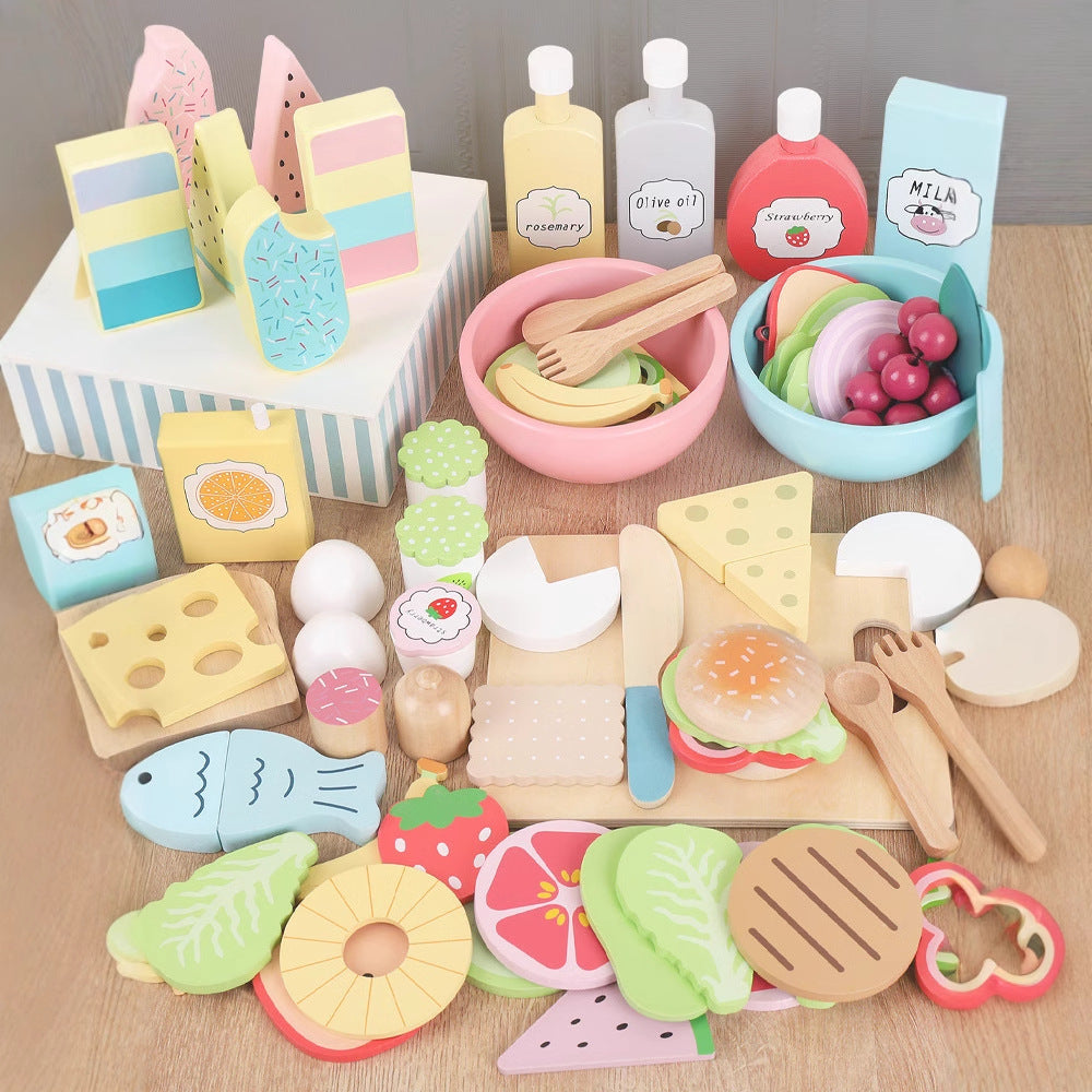 children’s wooden breakfast food set for imaginative play