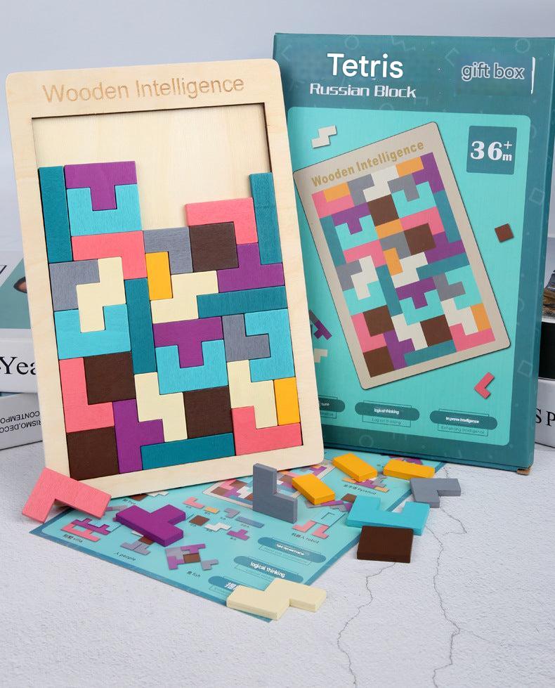 Wooden Tetris blocks