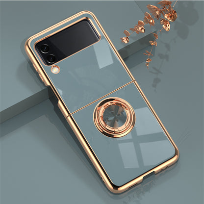 Samsung Galaxy Z Flip 6 Copper Plated Ring Stand Magnetic Phone Case - Shockproof & Fingerprint Resistant