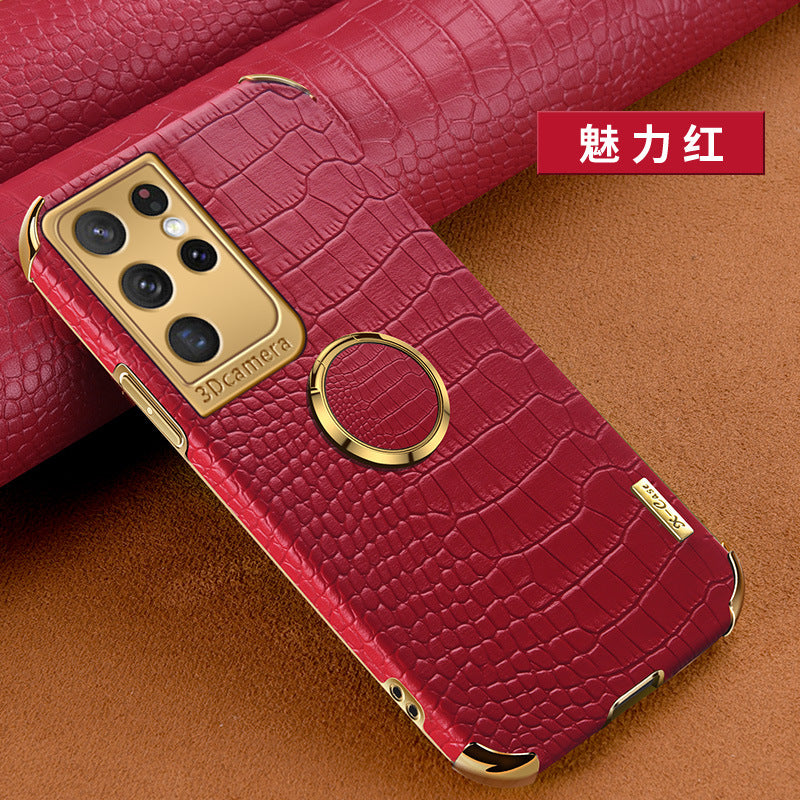 Premium Crocodile Leather Phone Case for Samsung S22 Ultra - Magnetic, Drop-Resistant & Stylish Design