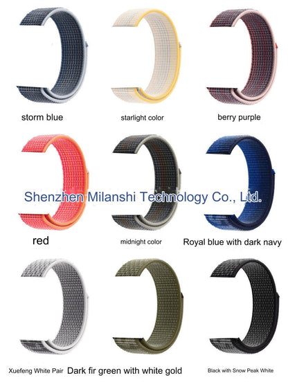 Stylish Nylon Braided Watch Band for Apple Watch - Compatible with Series 1-9 & Ultra - Adjustable Velcro Closure - Multiple Colors Available