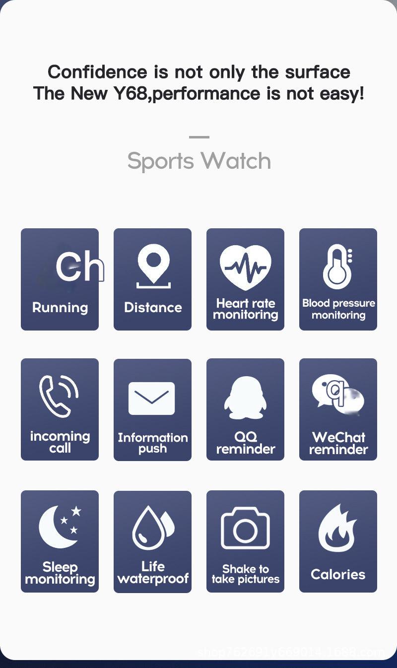 Y68 Smart Fitness Tracker Color Options