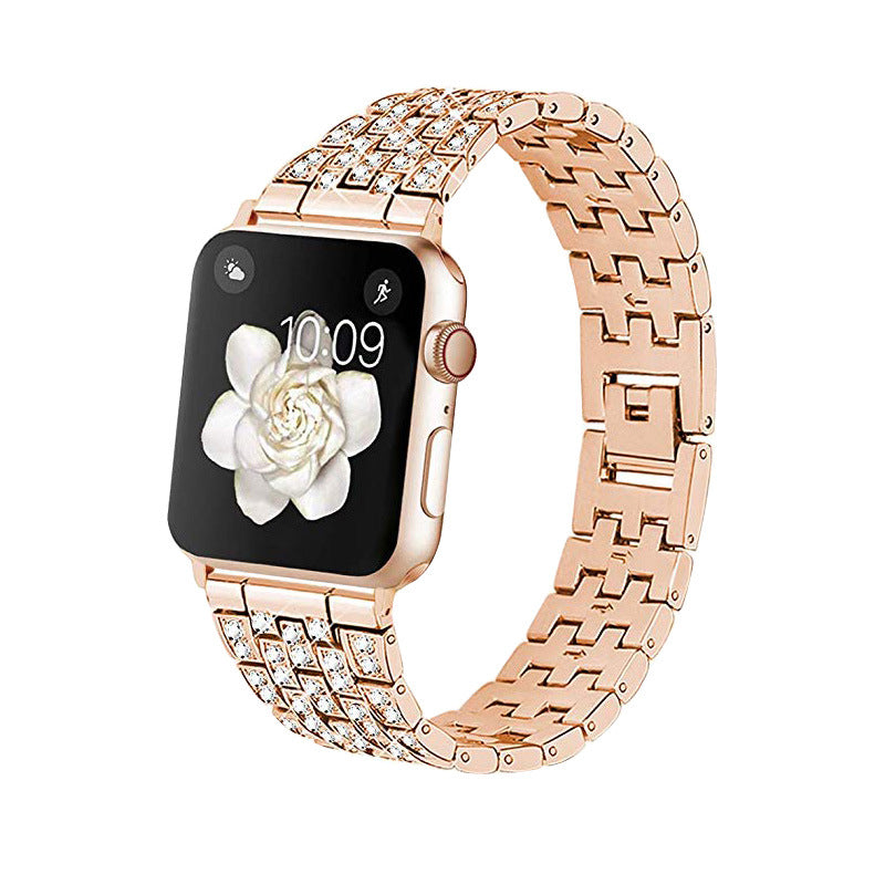 Luxury Diamond-Studded Metal Apple Watch Band - Compatible with All Models