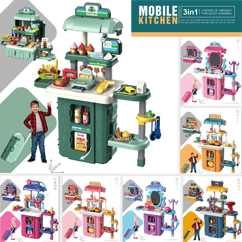 Children's toy kitchen set in suitcase