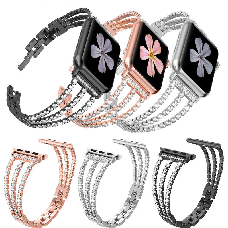 Luxury Rhinestone Metal Apple Watch Band - Stylish and Durable iWatch Bracelet