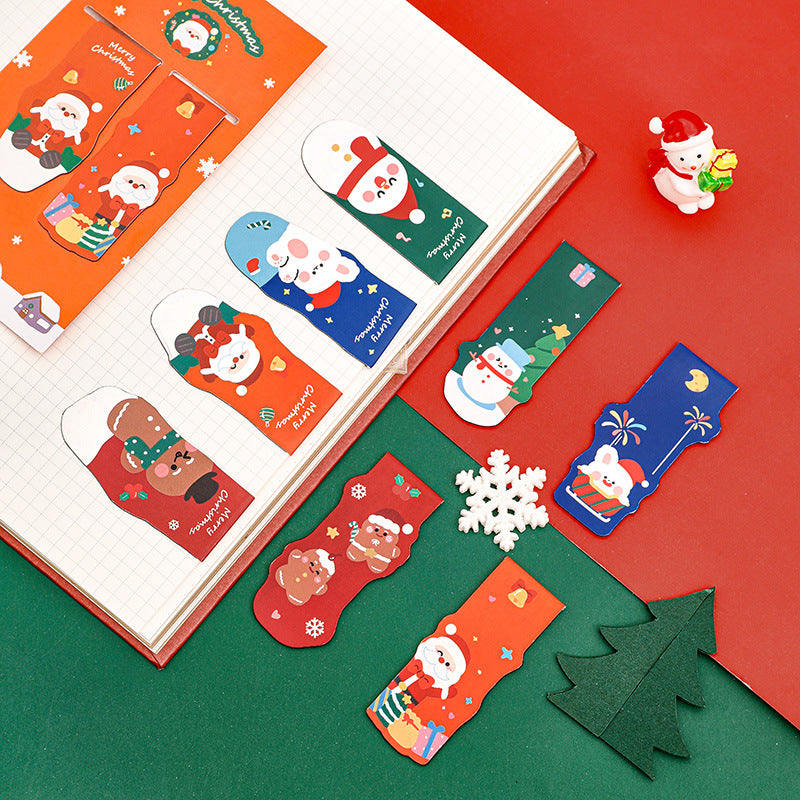 festive holiday page markers with rabbit designs