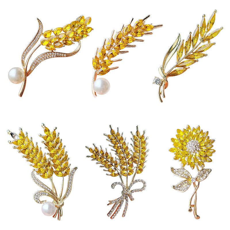 Elegant sunflower pin adorned with crystals